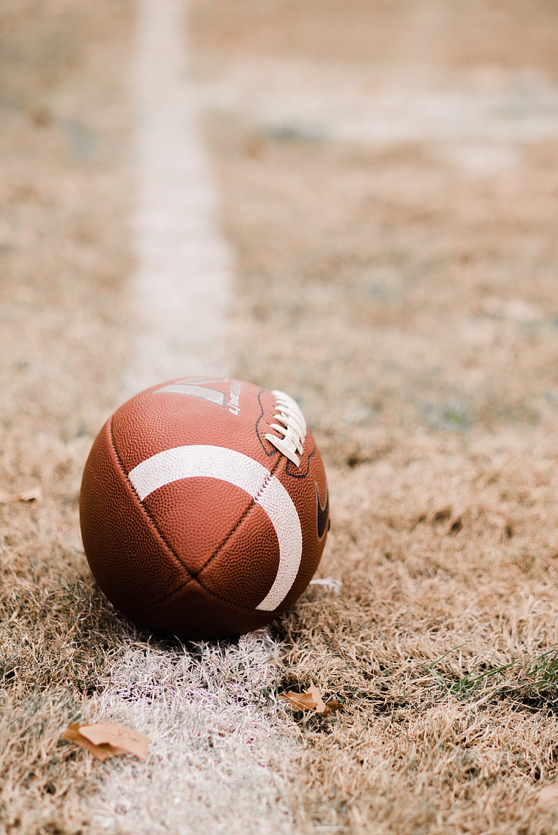 american football, ball, lawn, marking, HD phone wallpaper