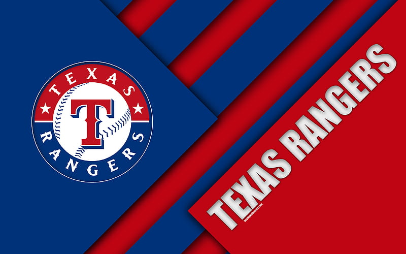Texas Rangers, American League, West division, MLB blue red abstraction, logo, material design, American baseball club, Texas, USA, Major League Baseball, HD wallpaper