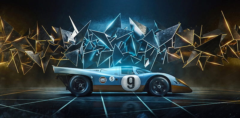 Porsche 917K, graph, R, car, porsche, racing, blue, fast, HD wallpaper