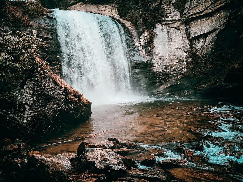 Water Falls on Brown Rock, HD wallpaper