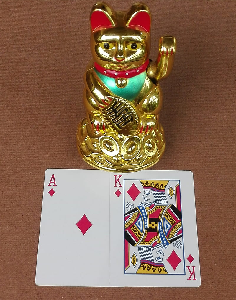 Lucky, bet, decks of cards, luck, lucky cat, player, poker, win, winner, HD phone wallpaper