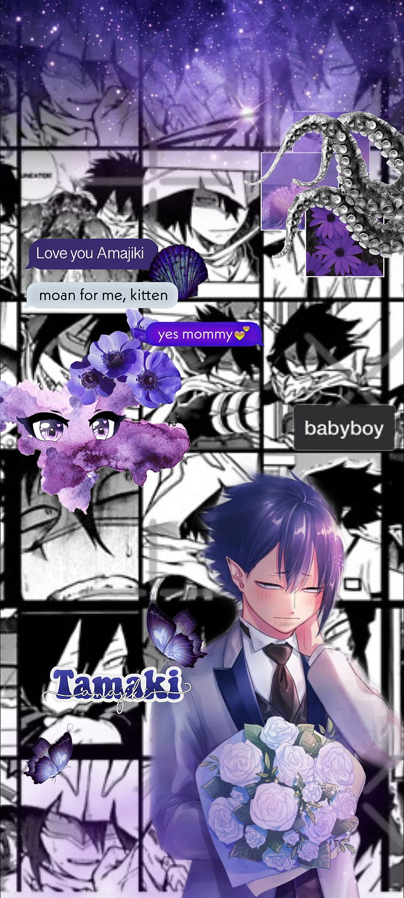 Tamaki amajiki, aesthetic, anime, husbando, mha, purple, shyboi, tentacles,  HD phone wallpaper | Peakpx