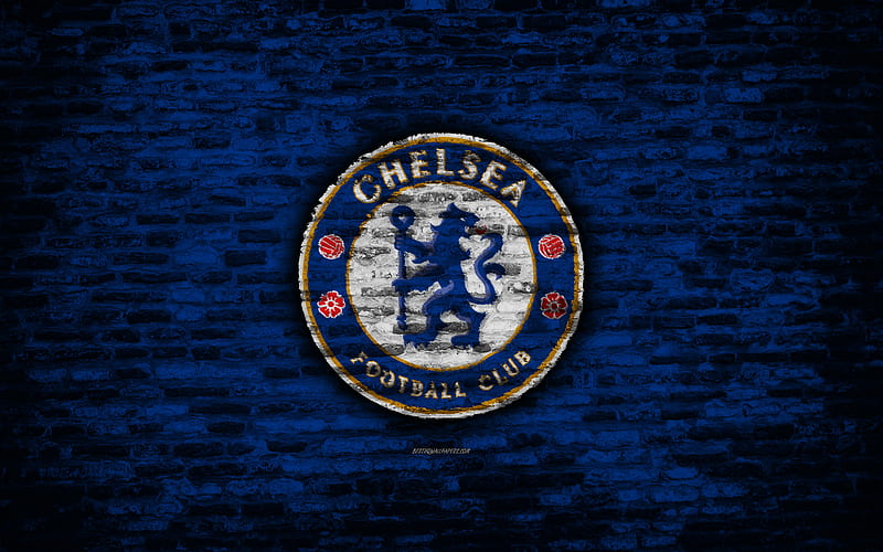 Chelsea FC, logo, blue brick wall, Premier League, English football club, soccer, football, The Pensioners, Chelsea, brick texture, London, England, HD wallpaper