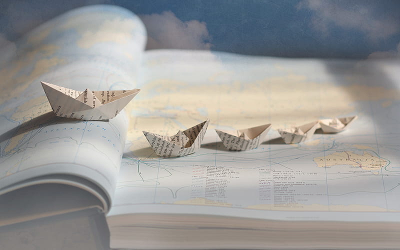 paper boats, leadership concepts, travel concepts, shipping by sea concepts, tourism by sea, leader concepts, HD wallpaper