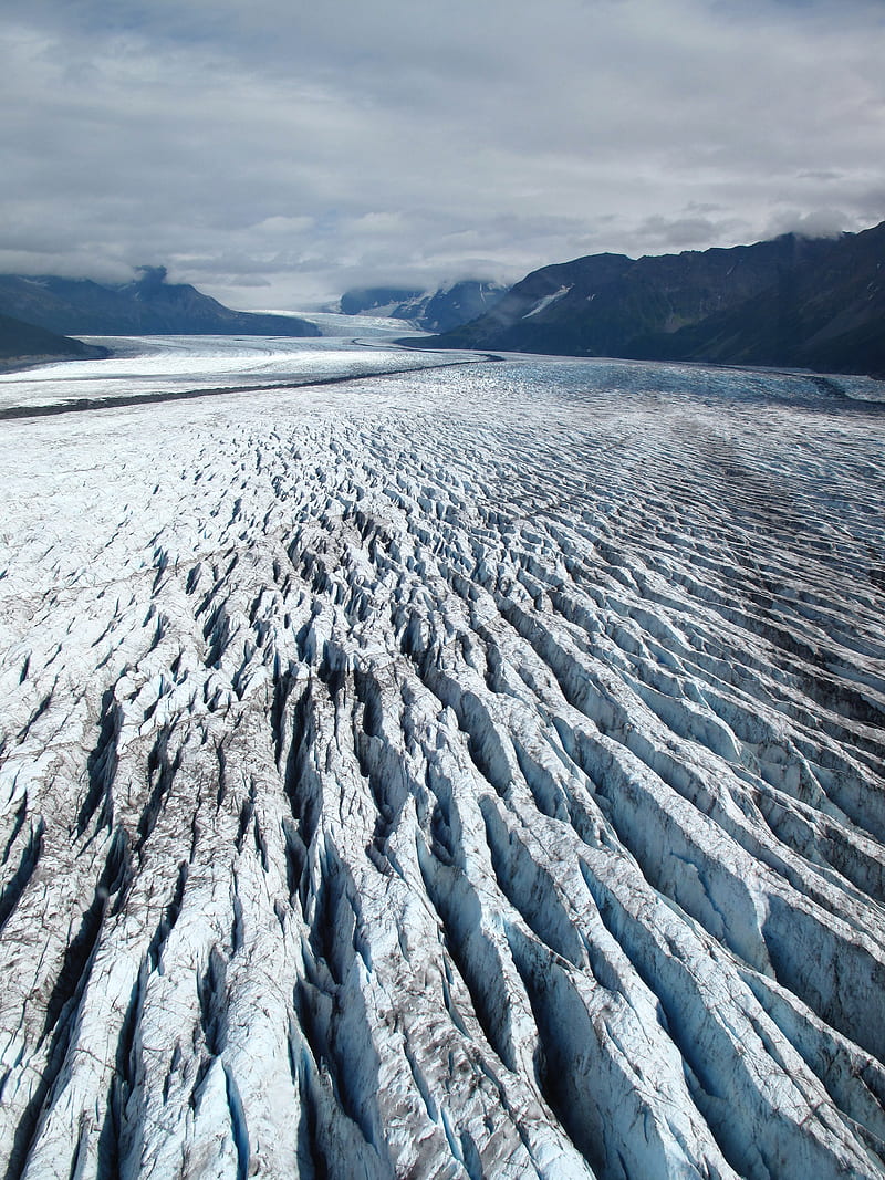 glacier, ice, mountains, clouds, landscape, HD phone wallpaper