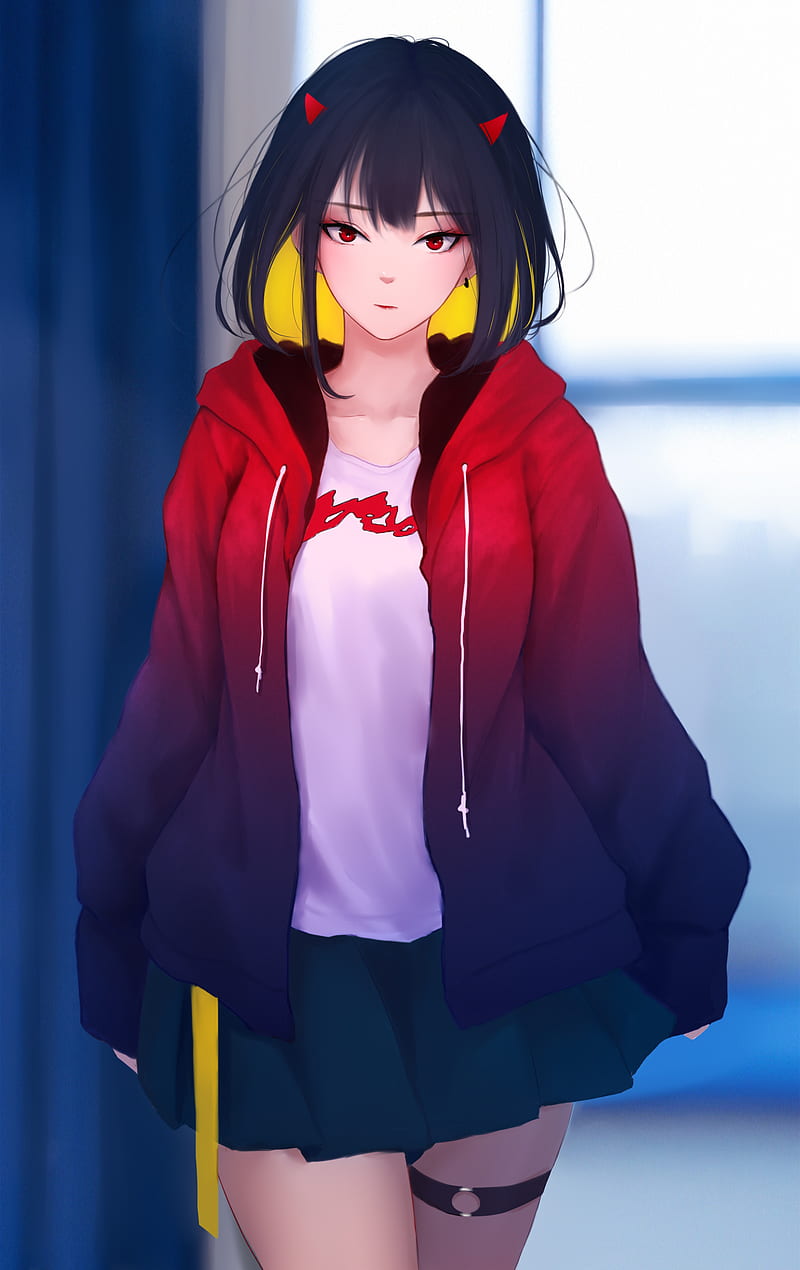 Anime Girl, Profile View, Choker, Short Hair, Coat, Anime, Hd Phone  Wallpaper | Peakpx