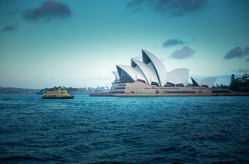 boat near Opera House, Sydney Australia, HD wallpaper
