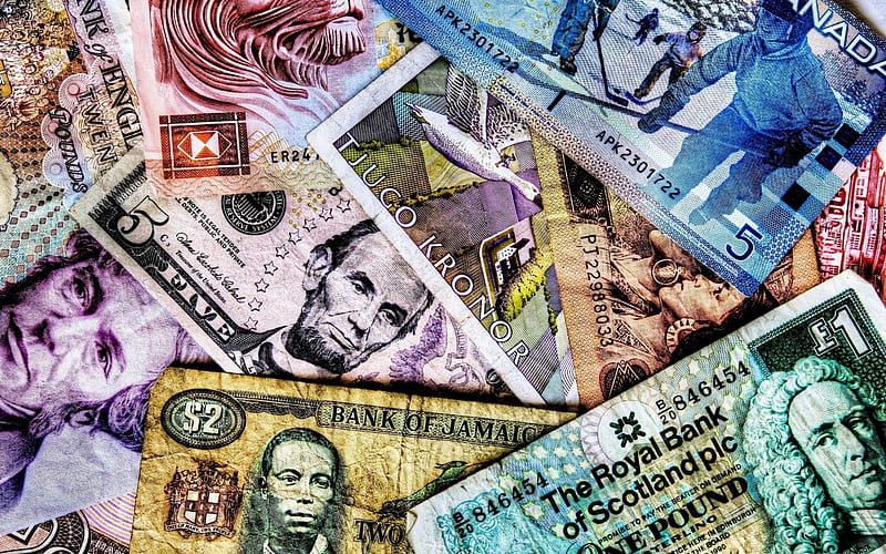 money background, different currencies, money texture, finance concepts, world money concepts, money, HD wallpaper