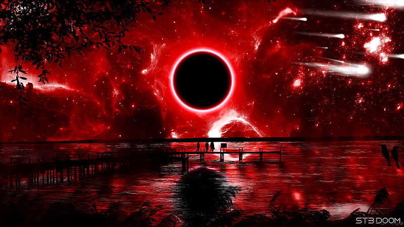 Red Eclipse Digital Art, HD wallpaper | Peakpx