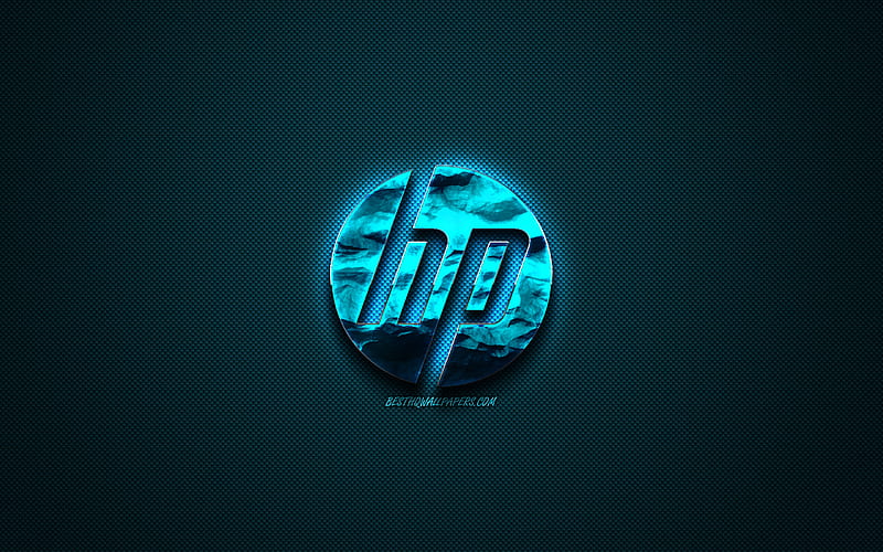 HP blue logo, Hewlett-Packard, creative blue art, HP emblem, dark blue background, HP, logo, brands, HD wallpaper