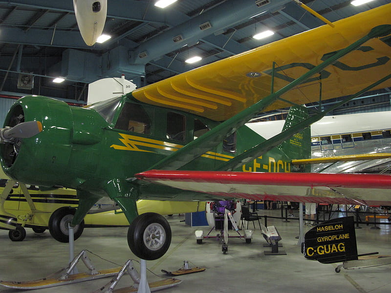 Airplane at the Museum in Alberta 03, airplane, green, black, yellow, Commercial, wheels, HD wallpaper