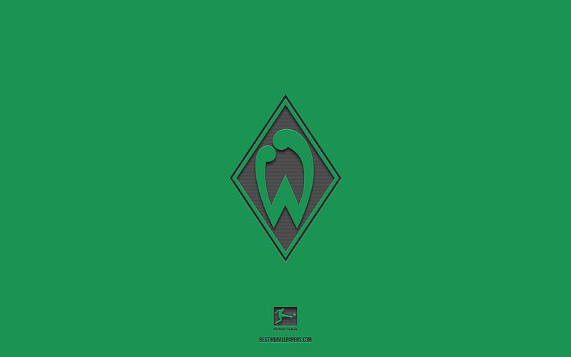 SV Werder Bremen, green background, German football team, SV Werder Bremen emblem, Bundesliga, Germany, football, SV Werder Bremen logo, HD wallpaper