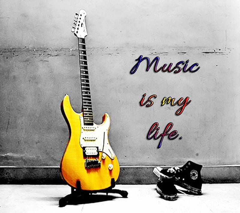 Music Is My Life, converse, cool, guitar, new, tunes, yellow, HD wallpaper  | Peakpx