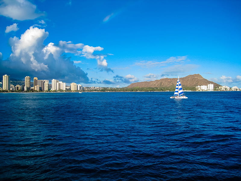 Waikiki, beach, Oahu, Hawaii, HD wallpaper
