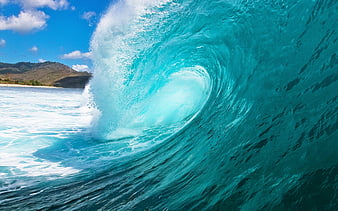 Ocean, wave, water, blue water, big wave, HD wallpaper