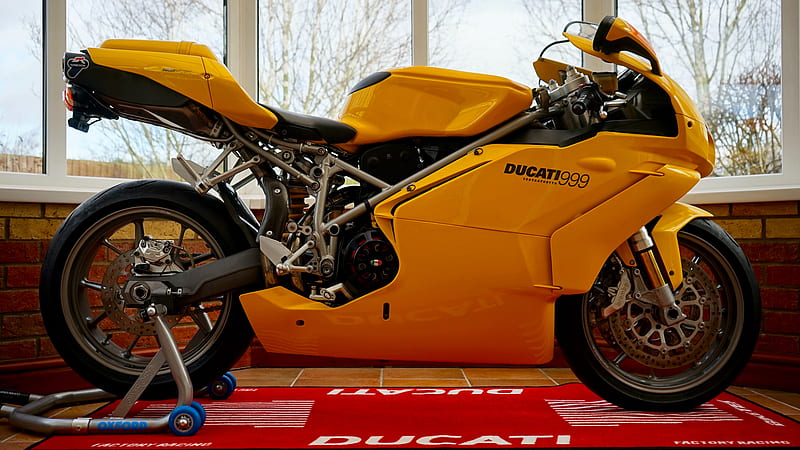 Ducati at Home, show, sport, transport, new, yellow, room, bike, ducati, HD wallpaper