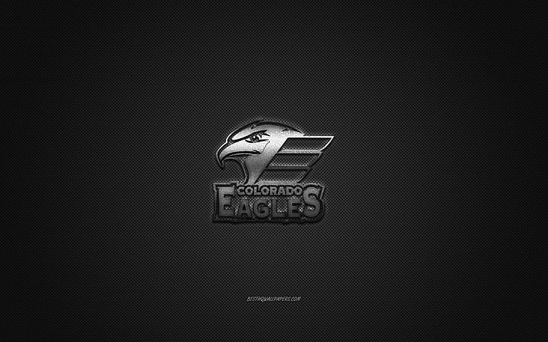 Colorado Eagles, American hockey club, AHL, silver logo, gray carbon fiber background, hockey, Loveland, Colorado, USA, Colorado Eagles logo, HD wallpaper