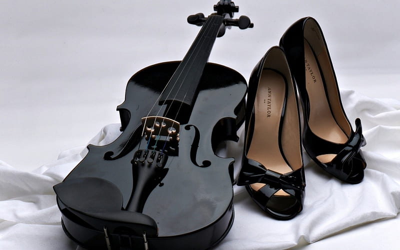 *** Black Violin and Shoes ***, black, violin, women, shoes, HD wallpaper