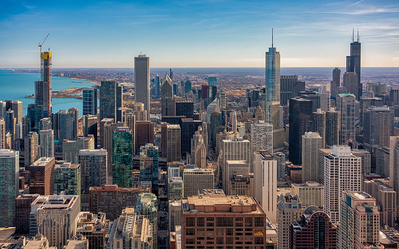 Chicago, skyscrapers, Chicago panorama, cityscape, modern buildings, Illinois, USA, HD wallpaper
