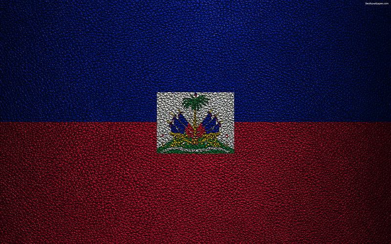 Flag of Haiti leather texture, North America, Haiti flag, flags of the world, Haiti, HD wallpaper