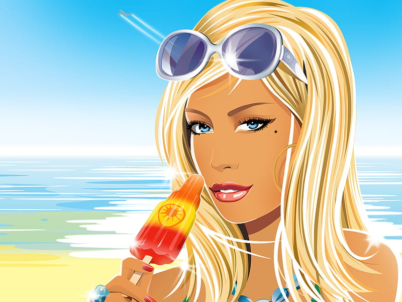 Hed Kandi Serve Chilled . jpg, beach, popcicle, girl, HD wallpaper