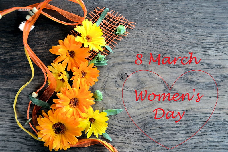 Women's Day ~ March 8, March, womens day, March 8, still life, 8, heart, 8th, flowers, wood, HD wallpaper