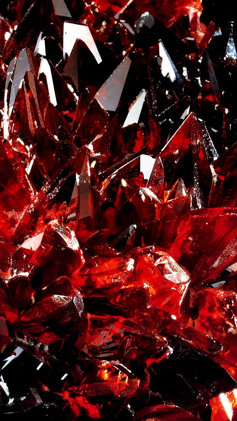 Red Crystals , ribbed, stones, lockscreen, background, HD phone wallpaper