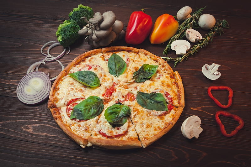 Pizza, bread, food, cheese, HD wallpaper