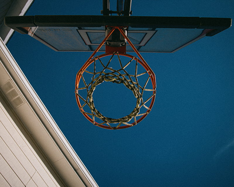 brown and white basketball hoop under blue sky during daytime, HD wallpaper