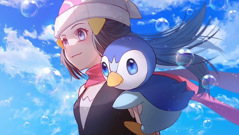 dawn, piplup, and huntail (pokemon and 1 more) drawn by microsd_(