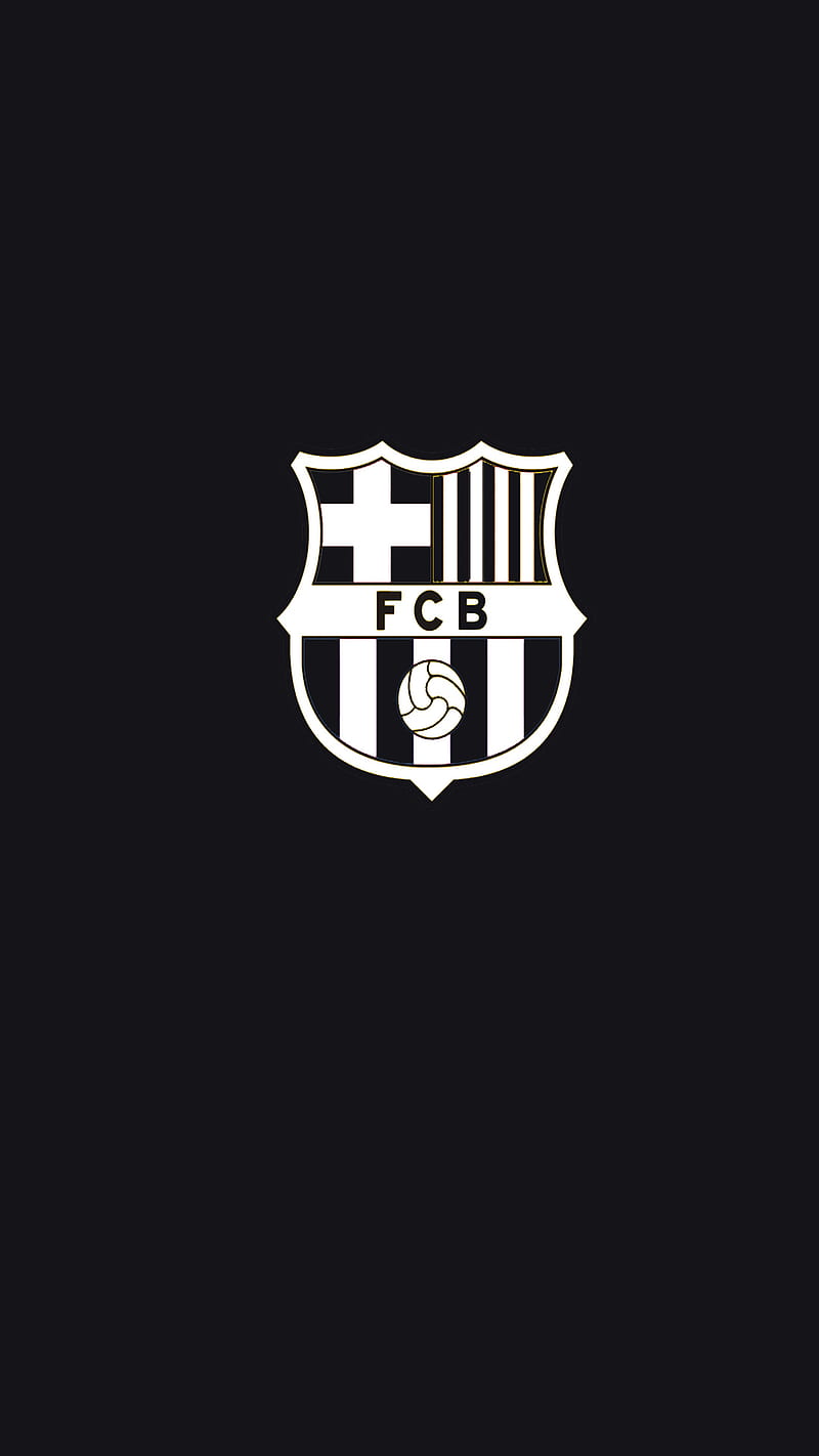 BARCELONA, black, logo, spain, sport, white, HD phone wallpaper