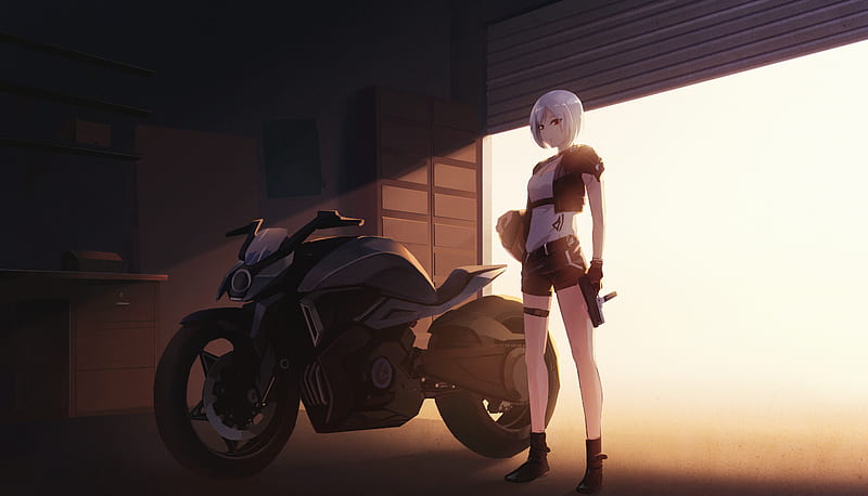 343293 Motorcycle Motorbike Night City Hoshiguma Arknights Anime Girls  Video Game 4k  Rare Gallery HD Wallpapers