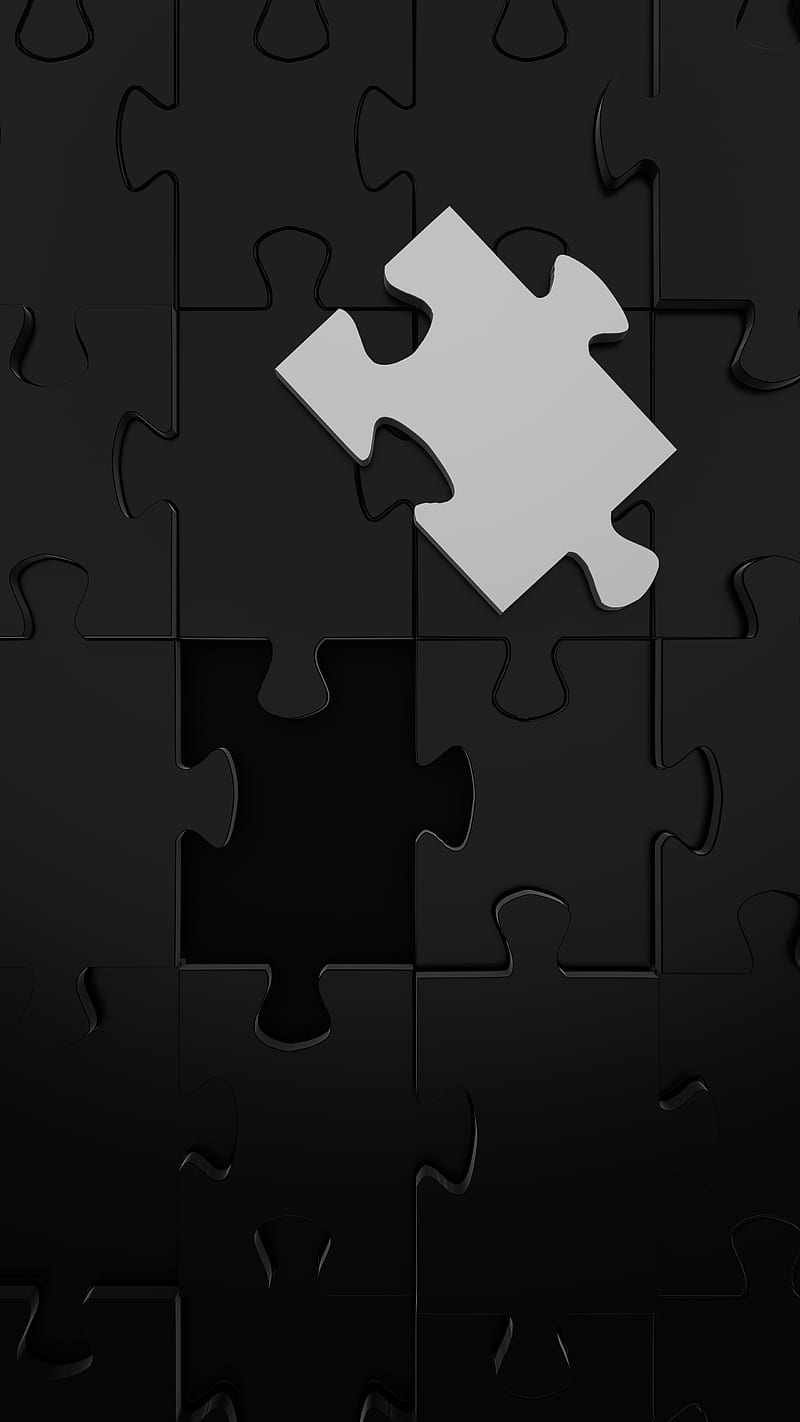 Missing Piece, Anders, Anders Lunde, anderslunde, black, jigsaw, puzzle, HD phone wallpaper