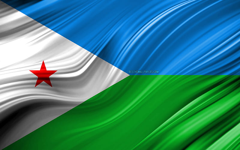 Djibouti flag, African countries, 3D waves, Flag of Djibouti, national symbols, Djibouti 3D flag, art, Africa, Djibouti, HD wallpaper