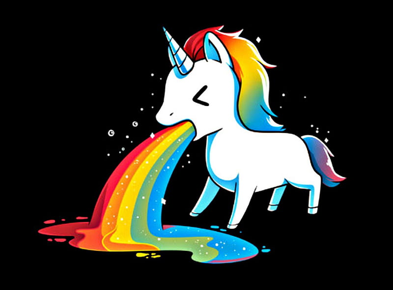 Sick Unicorn, throw up, rainbow, HD wallpaper
