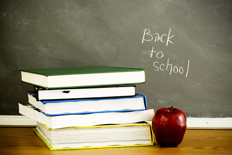 Back to school, apple, school, education, teachers, books, students, HD wallpaper