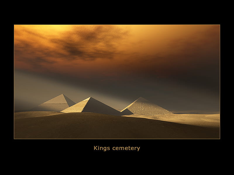 king's cemetery, three, pyramids, desert, abstract, HD wallpaper