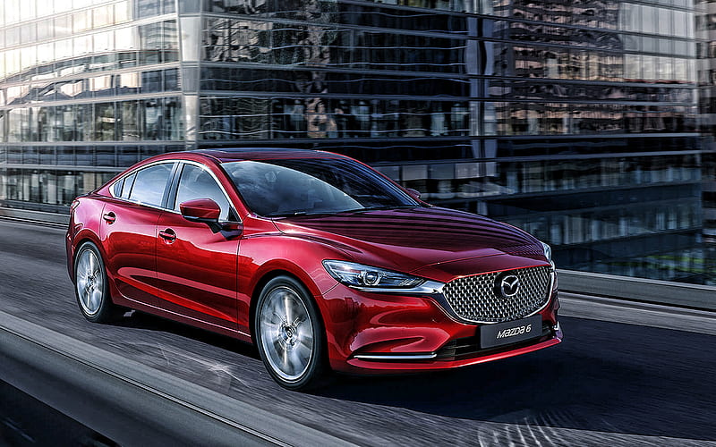Mazda 6, 2019, exterior, front view, red sedan, new red Mazda 6, Japanese cars, HD wallpaper