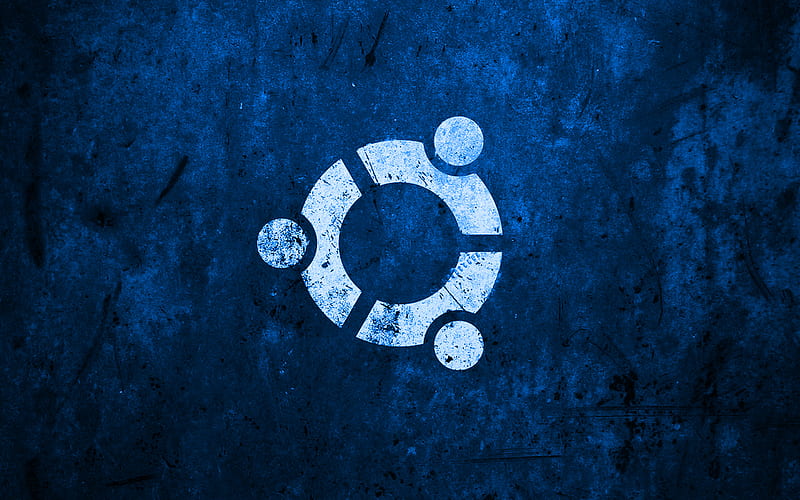 Ubuntu blue logo, blue stone background, Linux, creative, Ubuntu, grunge, Ubuntu stone logo, artwork, Ubuntu logo, HD wallpaper