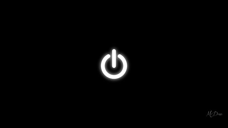 POWER, black and white, O, off, power button, HD wallpaper