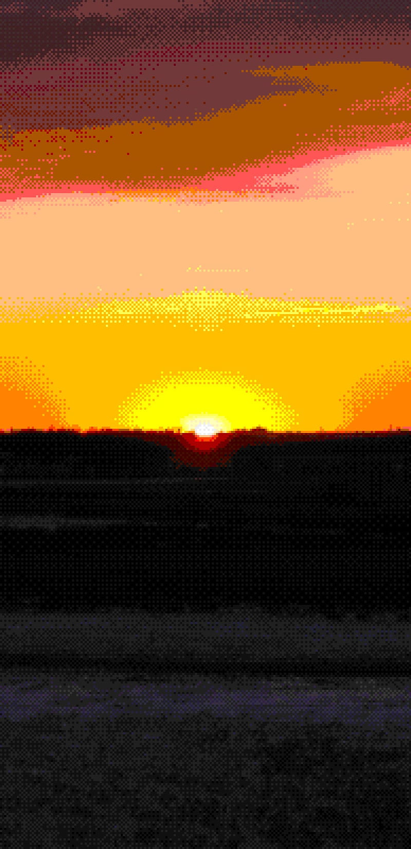 8-bit sunset, pixel, 8bit, scenery, nature, sunshine, HD phone wallpaper