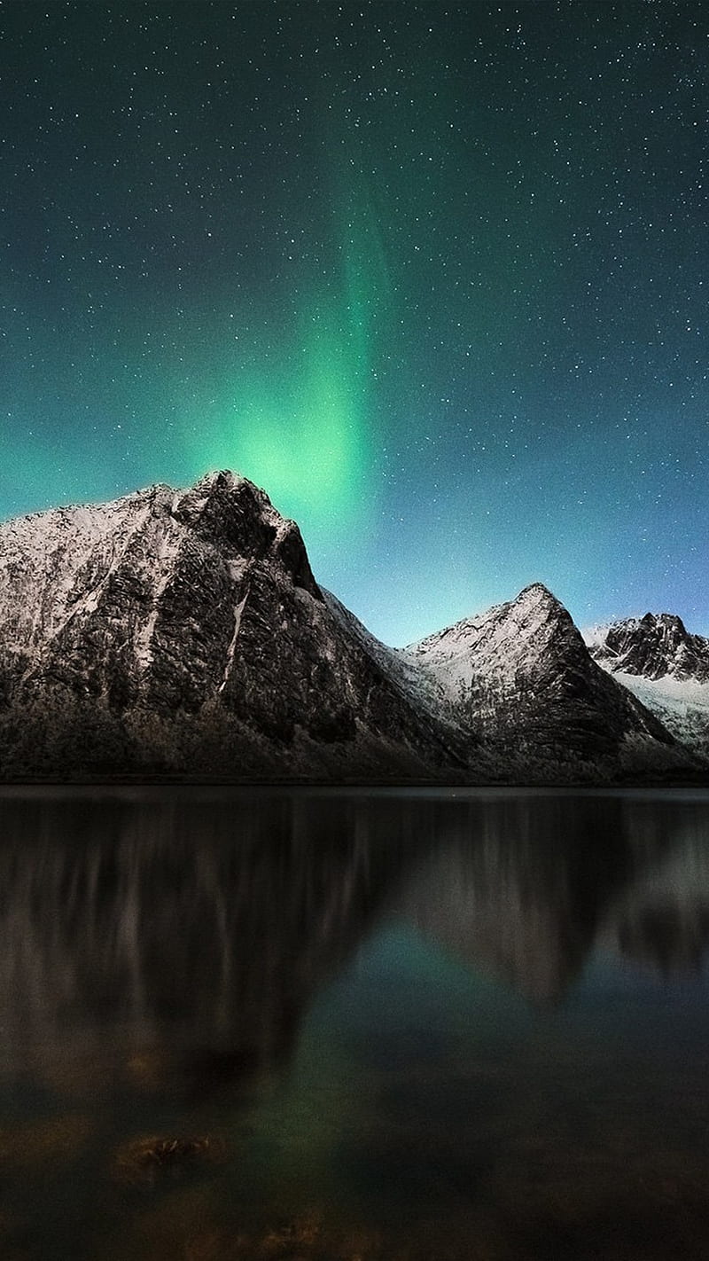Arora Borealis, mountain, star, note, galaxy, aurora, HD phone wallpaper