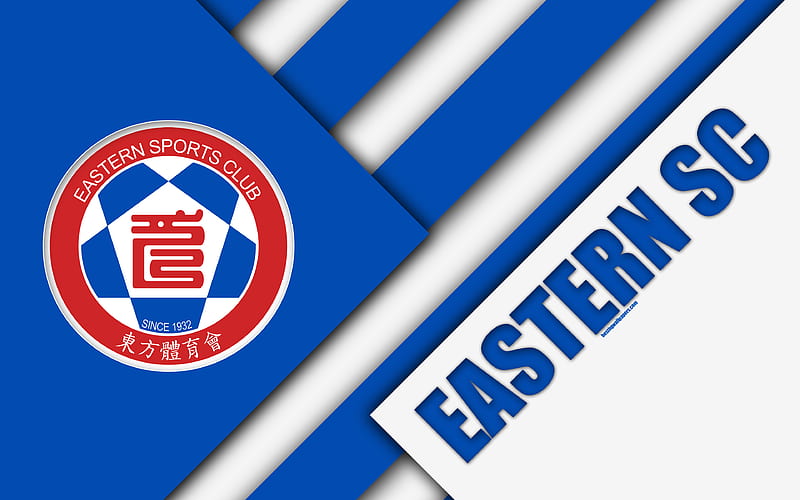 Eastern SC logo, Hong Kong football club, material design, blue white abstraction, emblem, football, Hong Kong Premier League, HD wallpaper