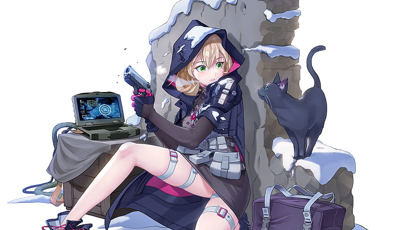 Anime Girl Cat Mission , anime-girl, anime, artist, artwork, digital-art, HD wallpaper