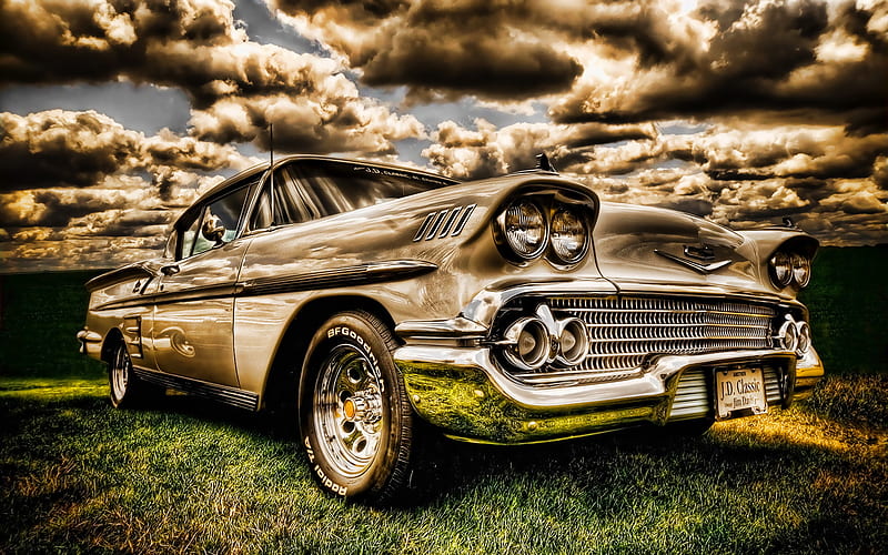 Chevrolet Bel Air, R, 1958 cars, retro cars, american cars, 1958 Chevrolet Bel Air, Chevrolet, HD wallpaper