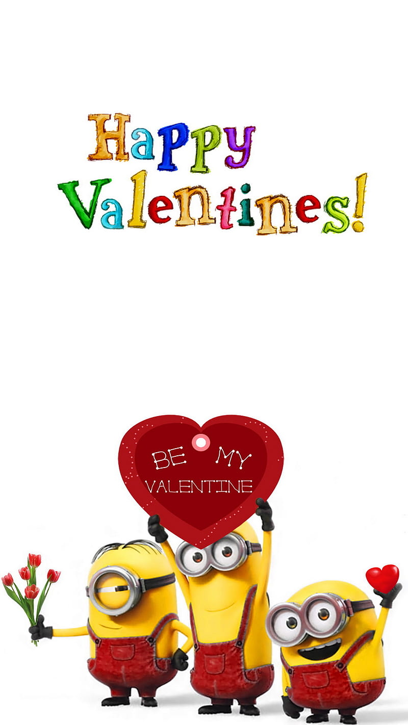 Happy Valentines, heart, minions, HD phone wallpaper