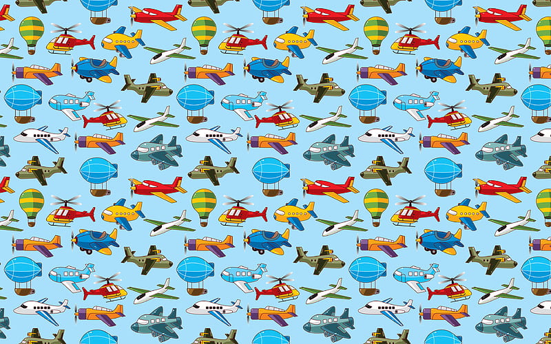 cartoon aircraft pattern background with airplanes, creative, aircraft textures, kids textures, cartoon aircraft background, aircraft patterns, kids backgrounds, planes patterns, HD wallpaper