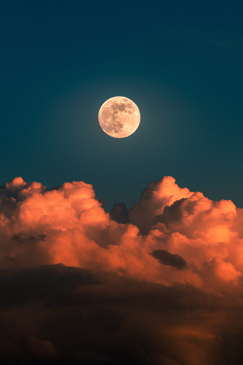 Moon, full moon, clouds, sky, HD phone wallpaper | Peakpx