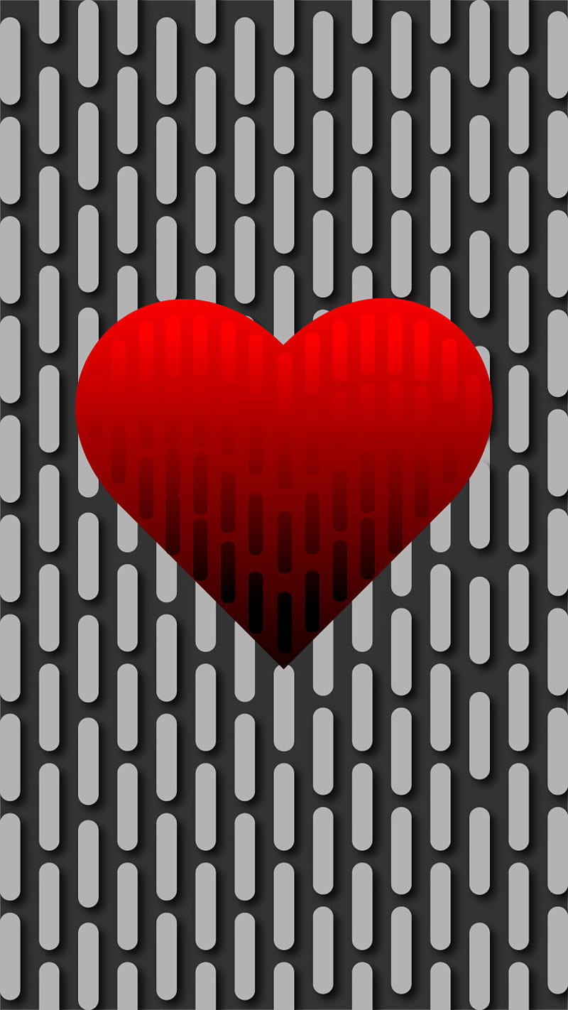 red heart pattern, heart, lockscreen, pattern, red, silver, HD phone wallpaper