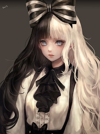 Wallpaper white hair, anime girl, vampire, original desktop wallpaper, hd  image, picture, background, 8ef119